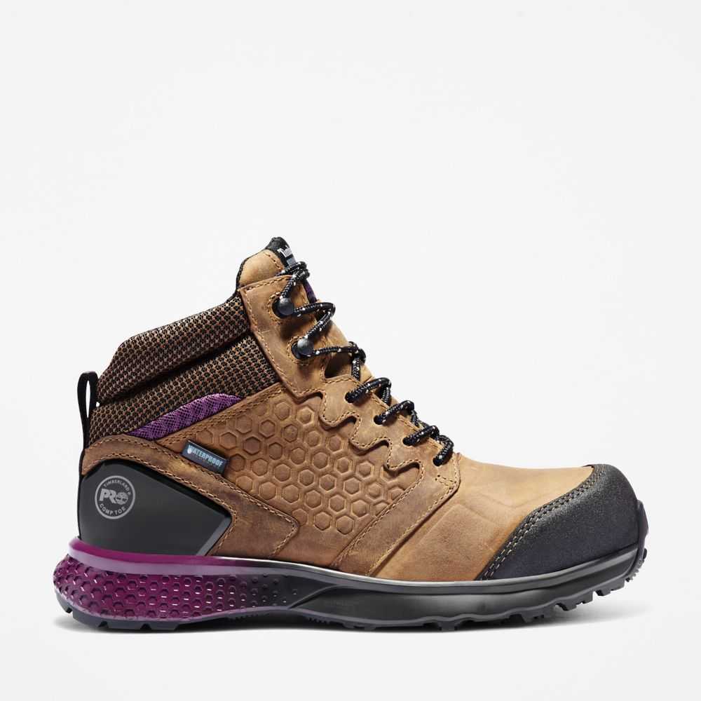 Buty Ochronne Damskie Timberland Pro Reaxion Brązowe Fioletowe | Polska-4395180